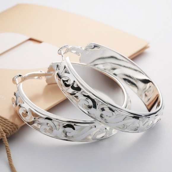 SILVER HOOP EARRINGS - Picture 3 of 15